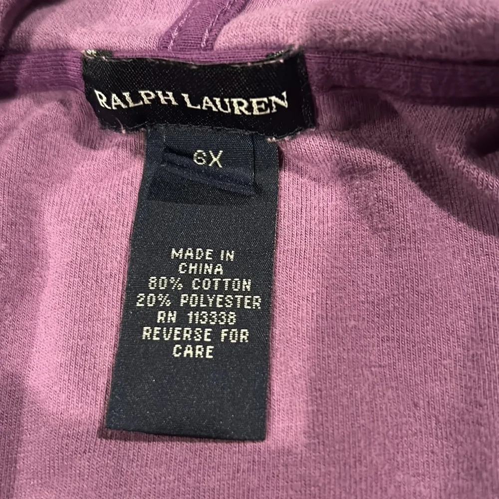 Ralph Lauren Polo Velour Hooded Zip up Jacket with Pockets Size 6X